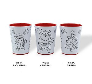 Copo para Colorir Color Cup Natal - Vermelho - 10cm - 1 unidade - Rizzo