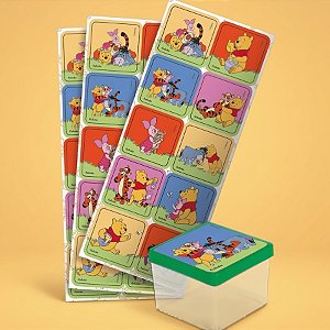 Adesivo Quadrado Festa Pooh e sua Turma - 30 unidades - Disney Original - Rizzo
