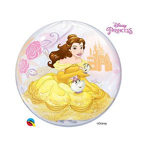 Balão de Festa Bubble 22" 56cm - Princesa Bela - 01 Unidade - Qualatex Disney - Rizzo Balões