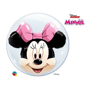 Balão de Festa Bubble Duplo 24" 60cm - Minnie - 01 Unidade - Qualatex Disney - Rizzo Balões