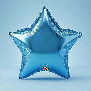 Balão de Festa Microfoil 20" 51cm - Estrela Chrome Azul - 01 Unidade - Qualatex - Rizzo Embalagens