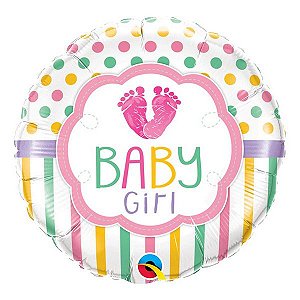 Balão de Festa Microfoil 18" 45cm - Baby Girl Love - 01 Unidade - Qualatex - Rizzo Embalagens