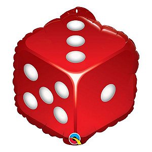 Balão de Festa Microfoil 18" 45cm - Dados Vermelhos - 01 Unidade - Qualatex - Rizzo Embalagens