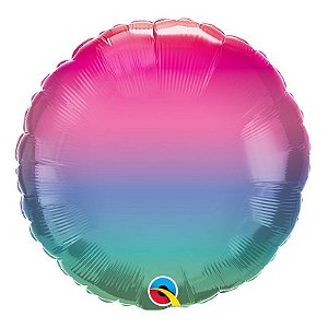 Balão de Festa Microfoil 18" 45cm - Redondo Ombré Arco-íris - 01 Unidade - Qualatex - Rizzo Embalagens
