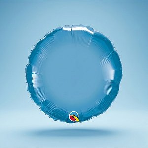 Balão de Festa Microfoil 18" 45cm - Redondo Chrome Azul - 01 Unidade - Qualatex - Rizzo Embalagens