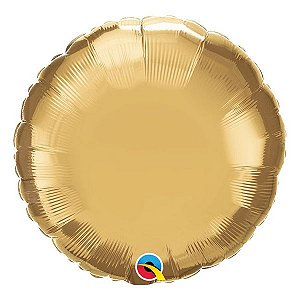 Balão de Festa Microfoil 18" 45cm - Redondo Chrome Ouro - 01 Unidade - Qualatex - Rizzo Balões