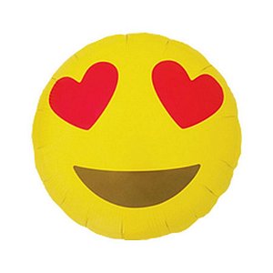 Balão de Festa Microfoil 18" 45cm - Emoji Coração - 01 Unidade - Qualatex - Rizzo Embalagens