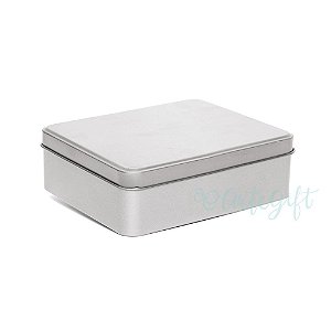 Lata Retangular para Lembrancinha Prata - 12x9x4cm - 06 unidades - Artegift - Rizzo Embalagens