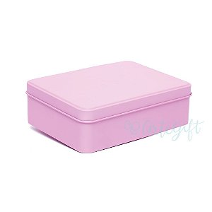 Lata Retangular para Lembrancinha Rosa - 12x9x4cm - 06 unidades - Artegift - Rizzo Embalagens