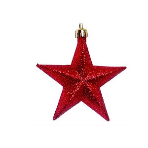 Enfeite para Pendurar Estrela Vermelha  10cm - 6 unidades - Cromus Natal - Rizzo Embalagens