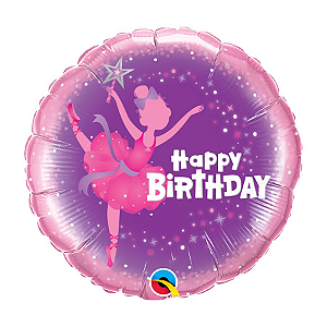 Balão de Festa 18" Redondo - Aniversário Bailarina - 01 Unidade - Qualatex - Rizzo Balões