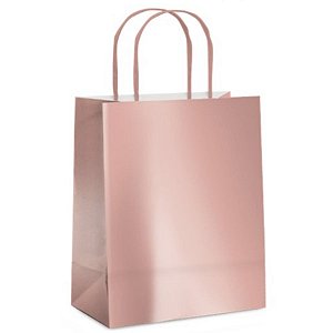 Sacola de Papel P Rose Gold Brilho - 21,5x15x8cm  - 10 unidades - Cromus - Rizzo Embalagens