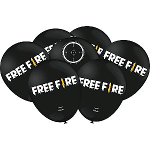 Balão Festa Free Fire Preto - 25 unidades - Festcolor - Rizzo Festas