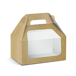 Caixa Maleta Kids com Visor Kraft M 12x12x8cm - 10 unidades - Cromus Páscoa - Rizzo Embalagens