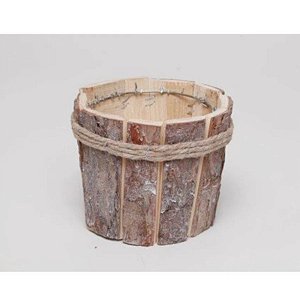 Cachepot de Madeira Rústica e Cordas - 10 x 15 cm - Cromus Páscoa- Rizzo Embalagens