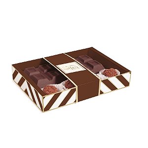 Caixa para Tablete de Chocolate e Brigadeiros Chevron Marrom - 8x13x3,2cm - 10 unidades - Cromus - Rizzo Embalagens