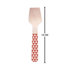 Mini Colher de Madeira Decorada Vermelha - 08 unidades - Cromus Rizzo Embalagens