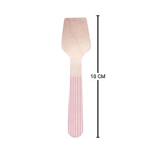 Mini Colher de Madeira Decorada Rosa 8 un. Cromus Rizzo Embalagens