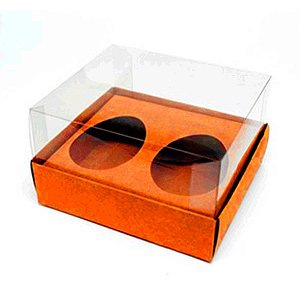 Caixa Ovo de Colher Duplo - Meio Ovo de 50g a 80g - 10x10x 4cm - Laranja - 5unidades - Assk - Páscoa Rizzo Embalagens