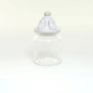 Pote Vidro e Cerâmica Pezinho Coelho Branco - 250ml - Cromus Páscoa - Rizzo Embalagens