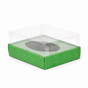 Caixa para Meio Ovo de 250g - 15x13x6,5cm - Verde Com Bolinhas - 5 Unidades - Assk - Rizzo