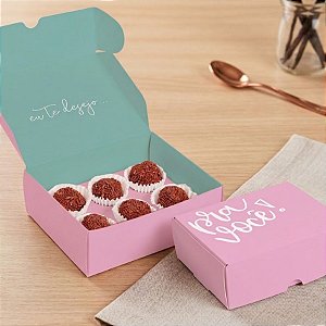 Caixa para Brigadeiros - Mensagem Pra Você Rosa - 10 unidades - Cromus - Rizzo Embalagens