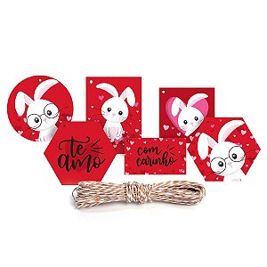 Kit Fechamento Para Presente Amor de Coração - 13 Peças - Cromus Páscoa - Rizzo Embalagens
