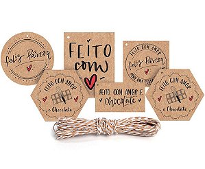 Kit Fechamento Para Presente Feito com Amor - 13 Peças - Cromus Páscoa - Rizzo Embalagens