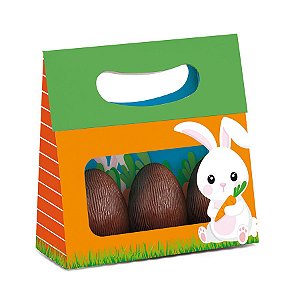 Mini Caixa Plus para ovos com Visor Floqui 13x13x5,5cm - 10 unidades - Cromus Páscoa - Rizzo Embalagens
