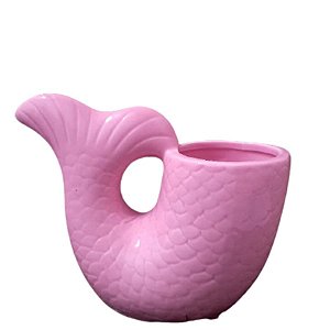 Vaso de Cerâmica Cauda de Sereia Rosa  - 1 Unidade - ArtLille