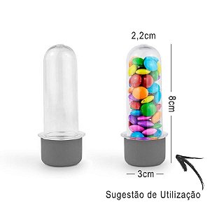 Mini Tubete Lembrancinha 8cm 10 unidades - Prata - Rizzo Embalagens e Festas