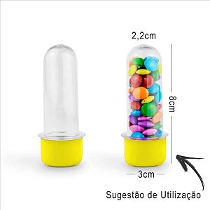 Mini Tubete Lembrancinha 8cm 10 unidades - Amarelo -  Embalagens e Festas