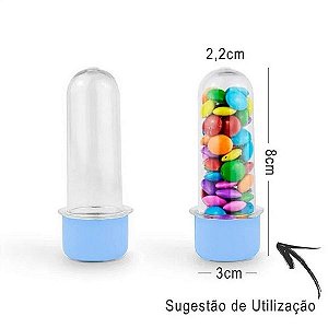 Mini Tubete Lembrancinha 8cm 10 unidades - Azul Bebê -  Embalagens e Festas