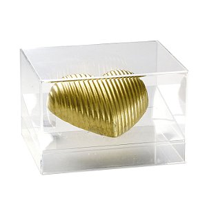 Caixa Meio Ovo de Coração em Acrílico Resistente Transparente 350g - Linha Elegance - Cromus Páscoa Rizzo