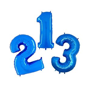 Balão de Festa 40" 102cm - Número Azul - 01 Unidade - Grabo - Rizzo Embalagens