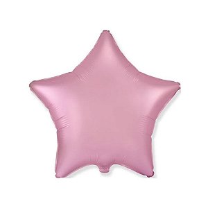 Balão de Festa Metalizado 20" 50cm - Estrela Cromado Rosa Pastel - 01 Unidade - Flexmetal - Rizzo Embalagens
