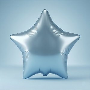 Balão de Festa Metalizado 20" 50cm - Estrela Cromado Azul Pastel - 01 Unidade - Flexmetal - Rizzo Balões