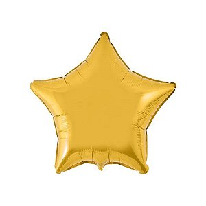 Balão de Festa Metalizado 20" 50cm - Estrela Ouro - 01 Unidade - Flexmetal - Rizzo Balões