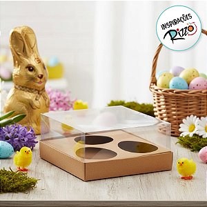 Caixa para 3 Meio Ovos de 100g a 150g - 20,5x17x6,5cm - Kraft - 5 unidades - Assk - Rizzo