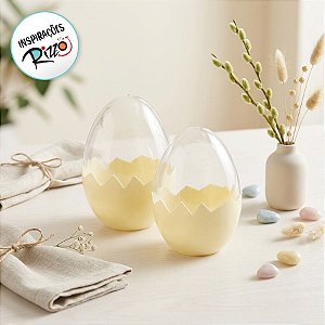 Ovo Transparente Marfim em Acrílico - 01 unidade - Cromus Páscoa - Rizzo Embalagens​