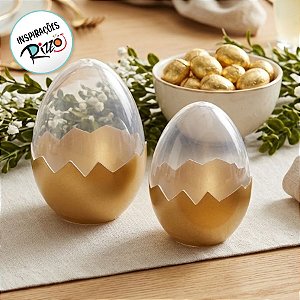 Ovo Transparente Ouro em Acrílico - 01 unidade - Cromus Páscoa - Rizzo Embalagens​