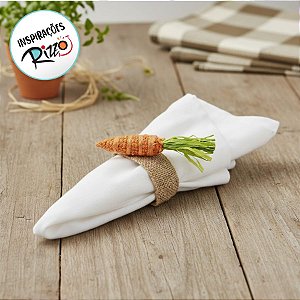 Argola para Guardanapo Cenoura de Juta e Palha Rústica - 01 unidade - 13x7x4cm - Cromus Páscoa - Rizzo Embalagens