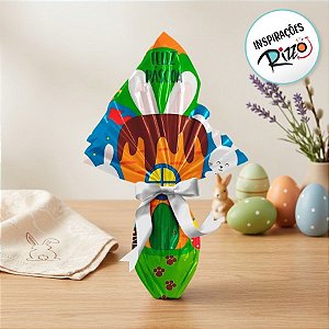 Saco Express 39x39cm para Ovos de 350g a 500g - Casa na Cenoura Azul - 5 unidades - Cromus Páscoa - Rizzo Embalagens