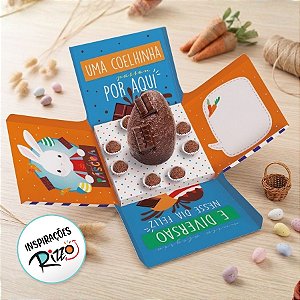 Caixa Surpresa para Ovo em Pé 350g e Brigadeiros - Brilho de Páscoa Azul 18,5x18,5x18,5cm - 1 unidade - Cromus Páscoa