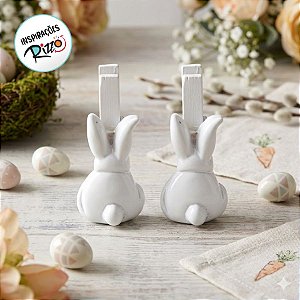 Mini Prendedor de Páscoa Coelhinho Branco de Costas - 06 unidades - Cromus Páscoa - Rizzo Embalagens