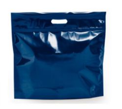 Sacola Metalizada com Zip P 46x43x5cm Azul - 01 unidade - Cromus - Rizzo Embalagens