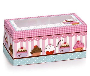 Caixa 4 Cupcake - 16x16x7,5cm - 10 unidades - Cromus - Rizzo Confeitaria