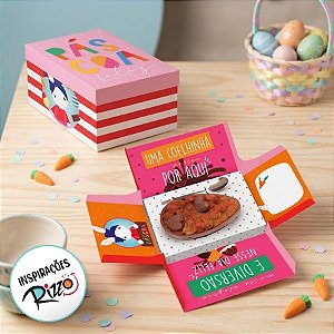 Caixa Surpresa para Meio Ovo 350g - Brilho de Páscoa Rosa 17,5x13,5x10cm - 10 unidades - Cromus Páscoa - Rizzo Embalag