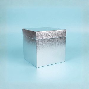 Caixa Cubo para Presente Metalizada Prata 4x4x4cm - ASSK - Rizzo Embalagens