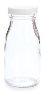 Garrafinha de Vidro 200ml com Tampa Branca de Plástico - 6 x 6 x 12 - Cromus - Rizzo Embalagens